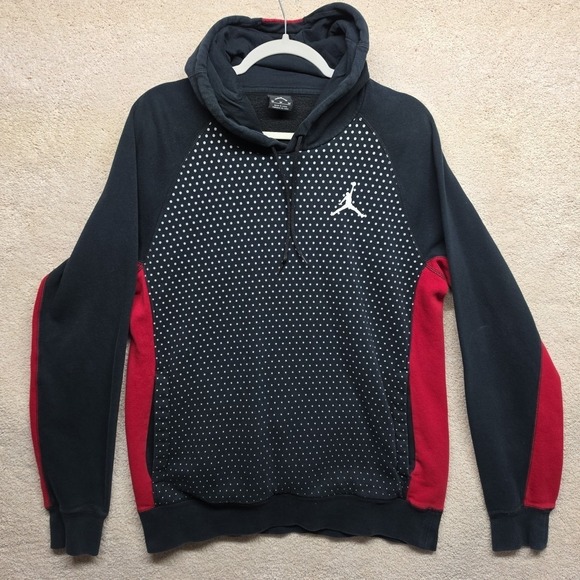 Jordan Other - Jordan Polka Dot Pullover Hoodie Black Red White Men's Long Sleeve Sports Size M